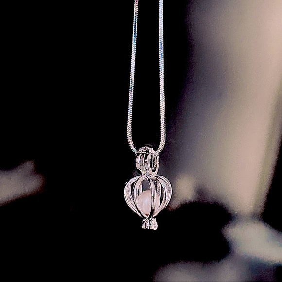 White Pearl Locket Necklace - Picture 7 of 7